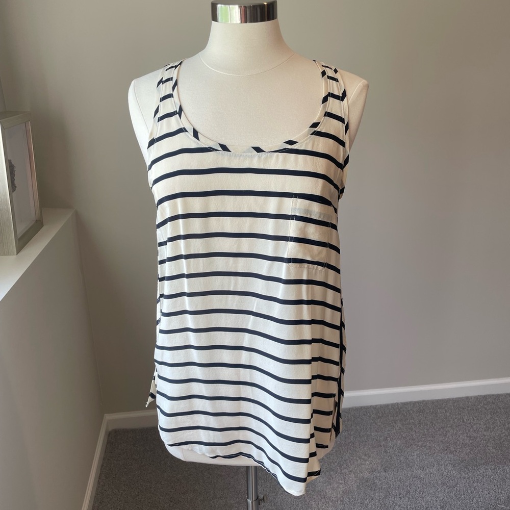 Club Monaco White and Blue Sleeveless Tank Top